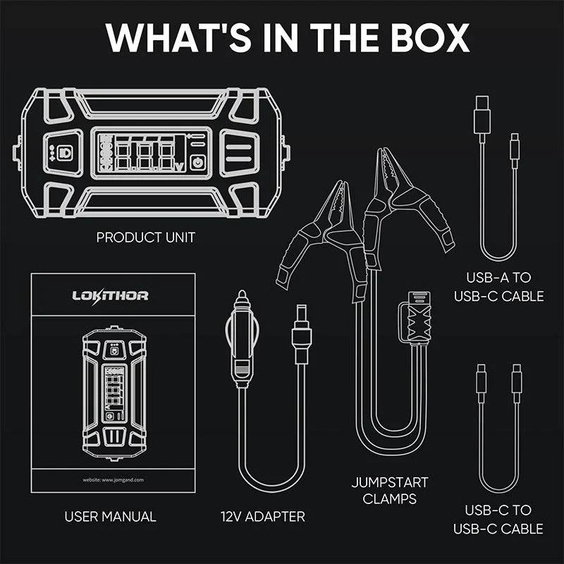 LOKITHOR Rescue 3-in-1 Multifunction Rescue Jump Starter Pack 3000A @ 12v + LED Torch + USB Power Bank - J402